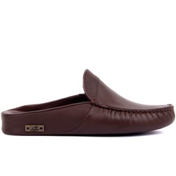 Brown Leather Mens Home Slippers