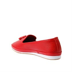Estile - Hakiki Deri Kırmızı Rengi Püsküllü Kadın Ayakkabı