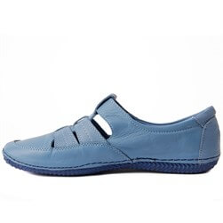 Estile - Hakiki Deri Kot Mavi Kadın Ayakkabı