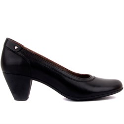 İloz - Siyah Deri Kadın Topuklu Ayakkabı