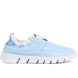 Özel Üretim - Açık Mavi Folyo Deri Bağcıklı Erkek Günlük Ayakkabı