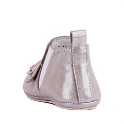 Sail Lakers - Gümüş Deri Püsküllü Bebek Ayakkabısı