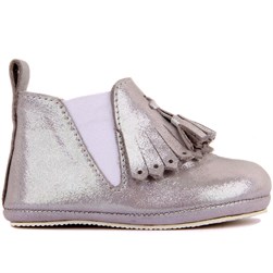 Sail Lakers - Gümüş Deri Püsküllü Bebek Ayakkabısı
