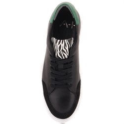 Sail Lakers - Siyah Deri Zebra Detaylı Bağcıklı Erkek Sneaker